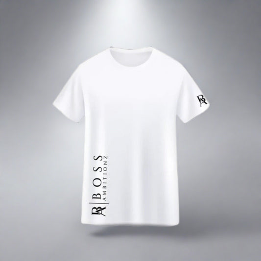 Boss Ambitionz New Modern Design White Logo T-Shirt for the Ultimate Streetwear Style - BossAmbitionz M / White