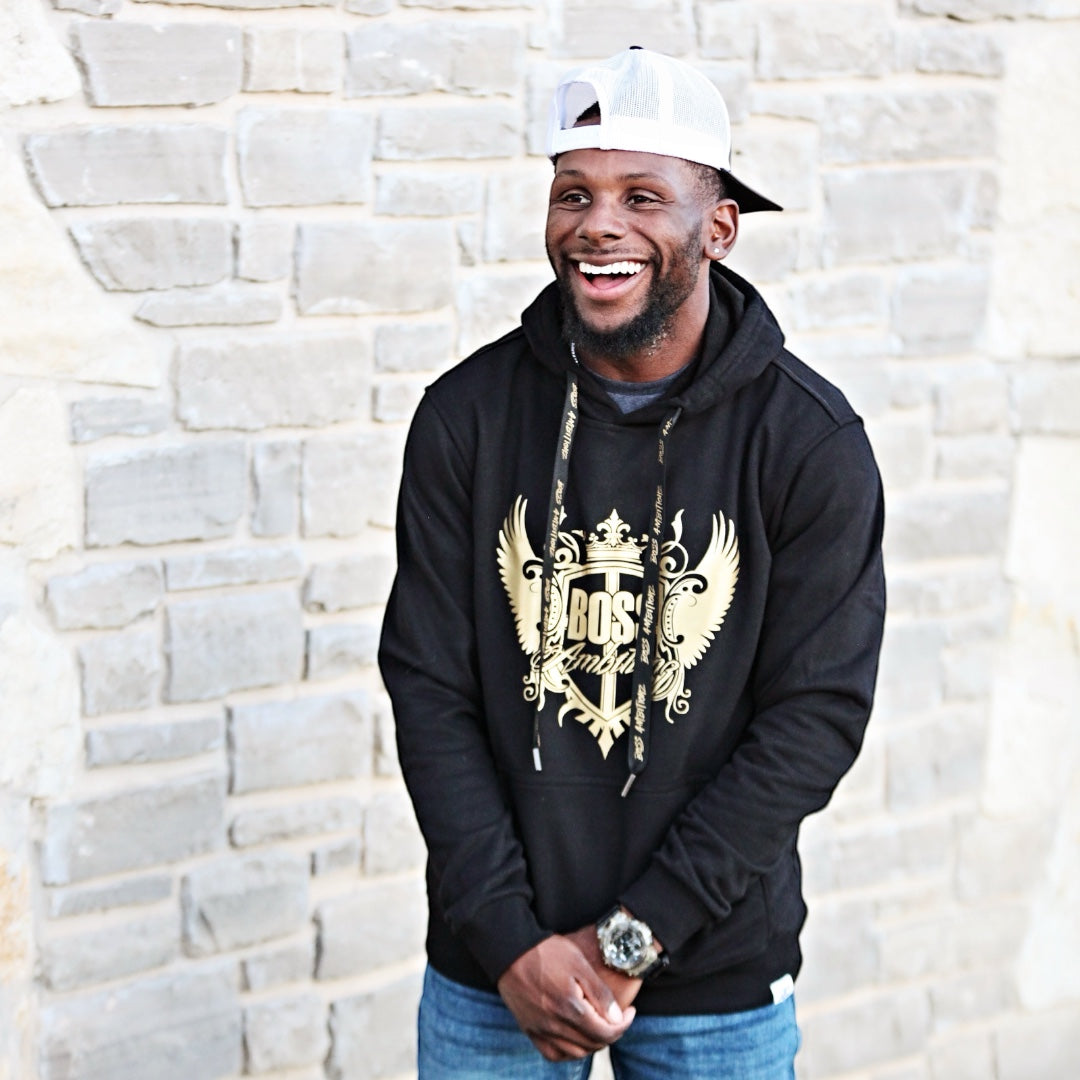 Limited Edition Ambition Crown Hoodie: Black & Gold - BossAmbitionz