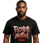 Black male model stands confident in the Graff tee by Boss Ambitionz. 