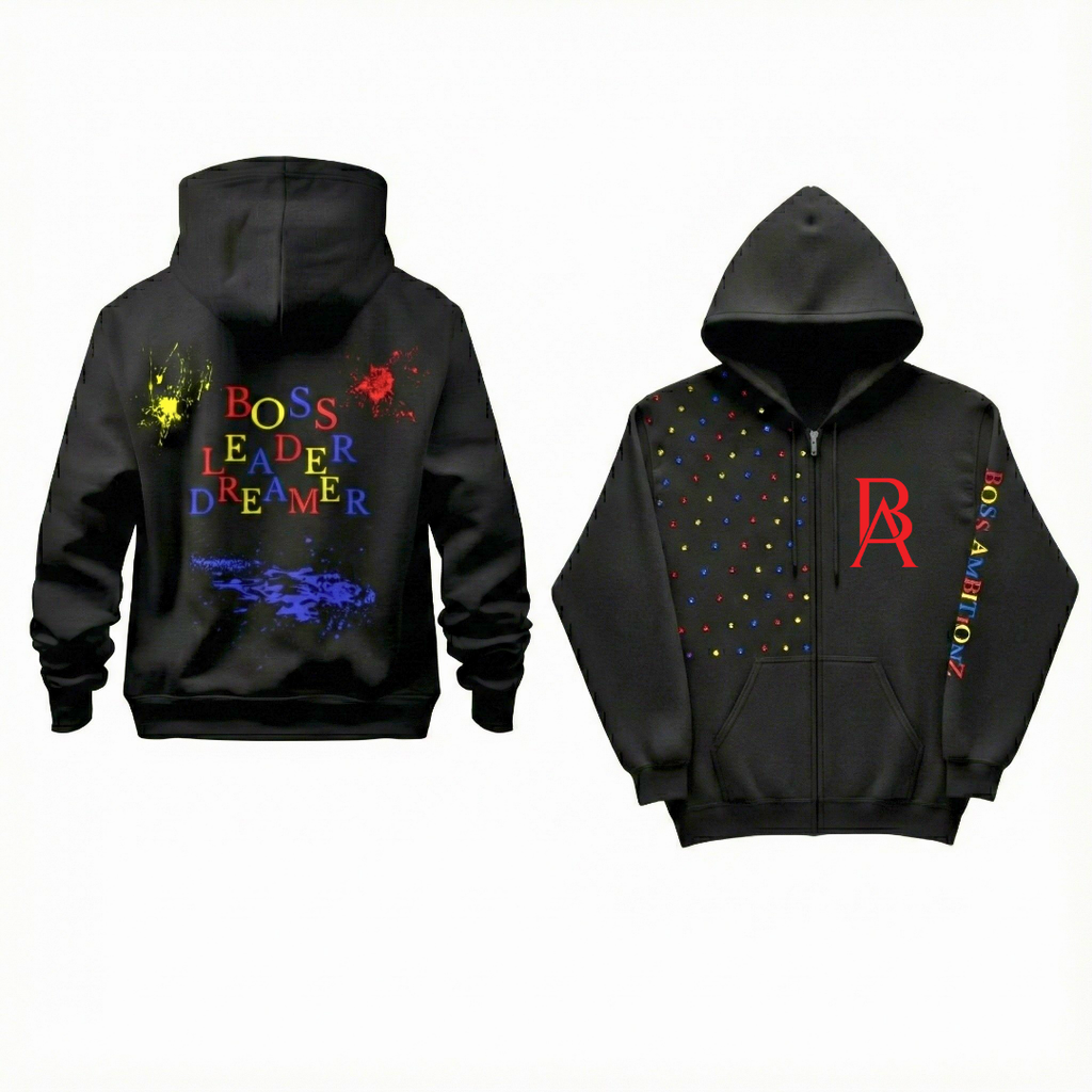 Boss Ambtionz Rustic Rhinestone Zip-Up Hoodie