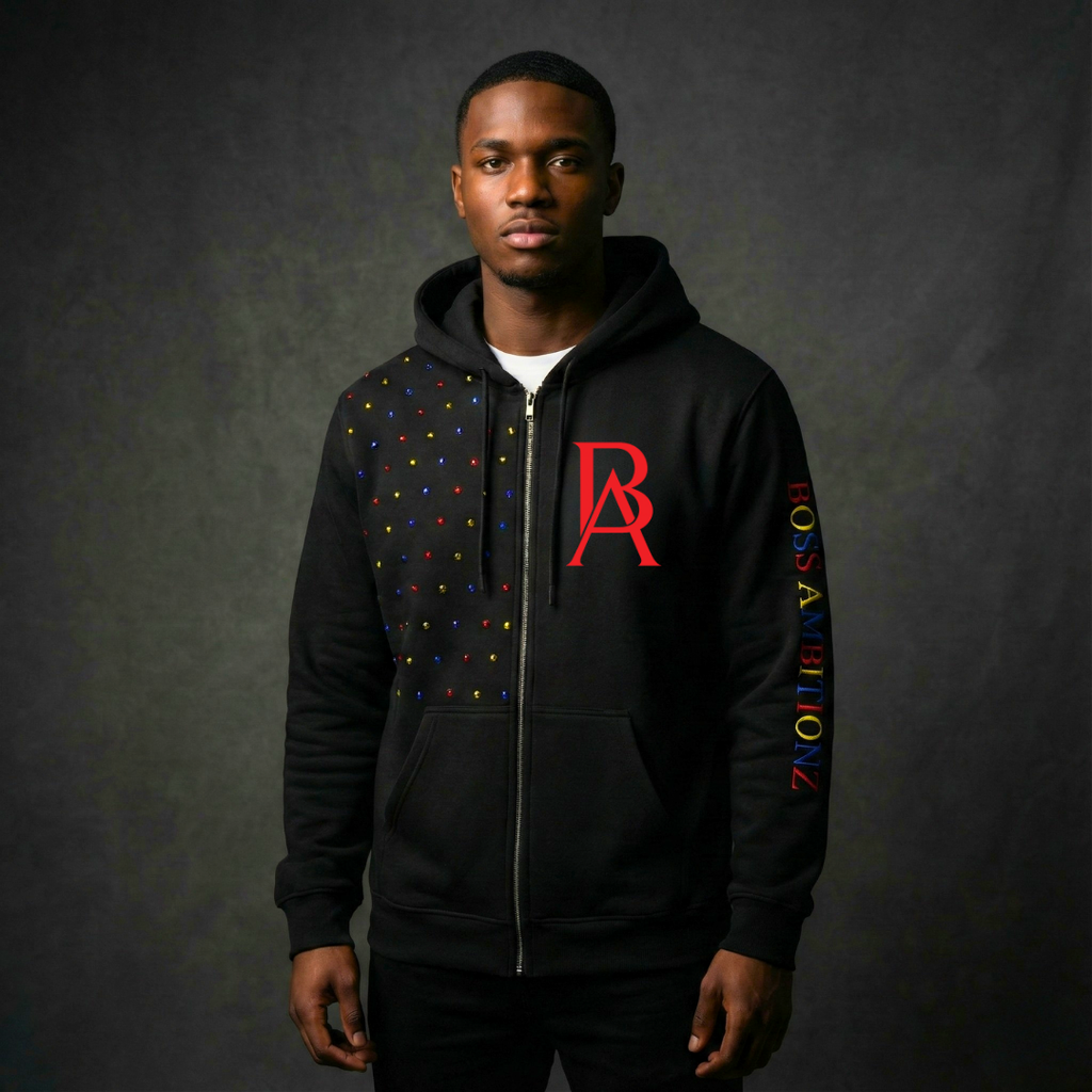 Boss Ambtionz Rustic Rhinestone Zip-Up Hoodie
