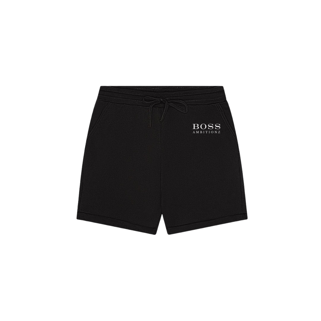 Black shorts from the Cool Down Complete Set featuring Boss Ambitionz logo and comfortable design.