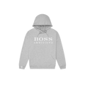 Gray hoodie with 'BOSS AMBITIONZ' logo, featuring sleek streetwear style and plush fleece interior.