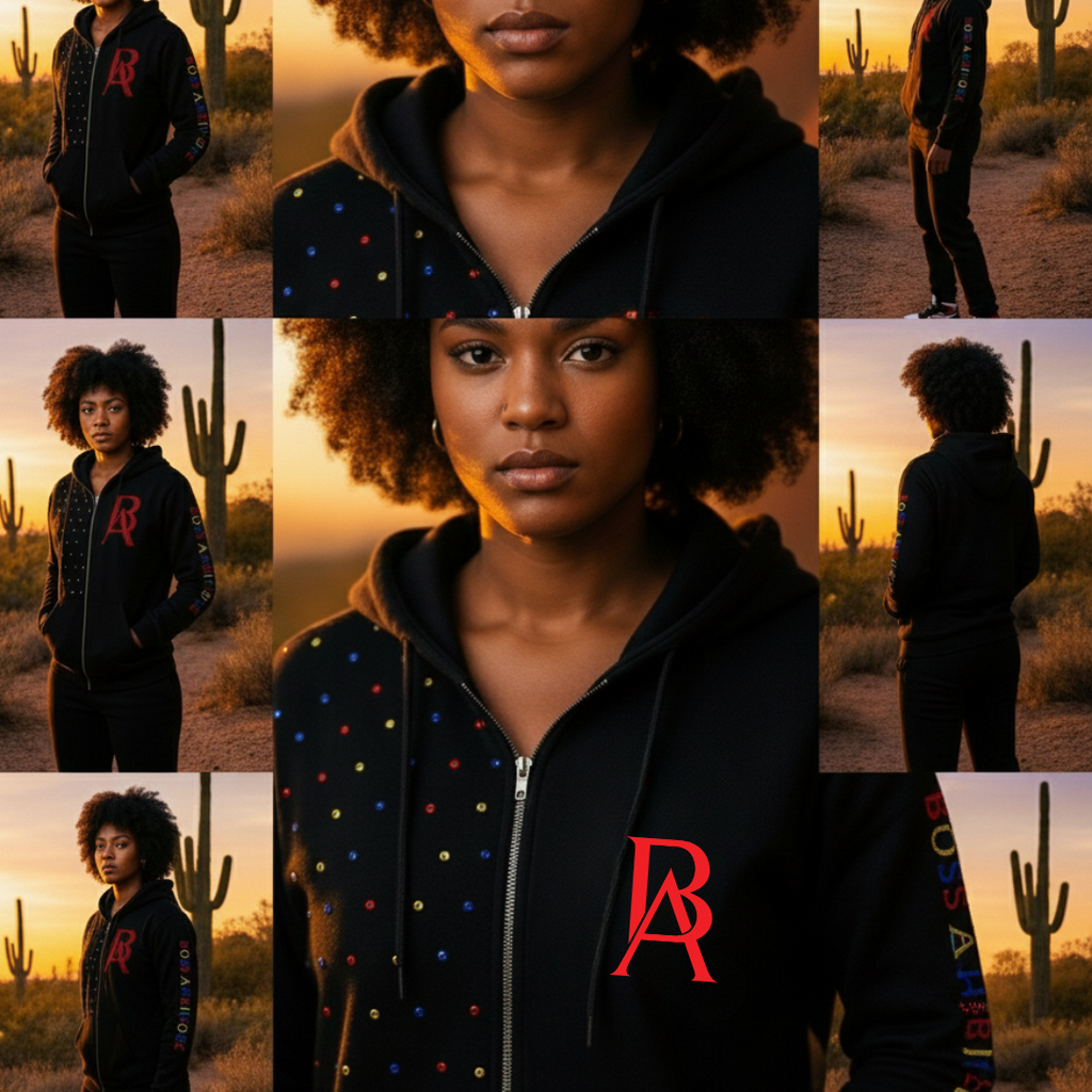 Boss Ambtionz Rustic Rhinestone Zip-Up Hoodie