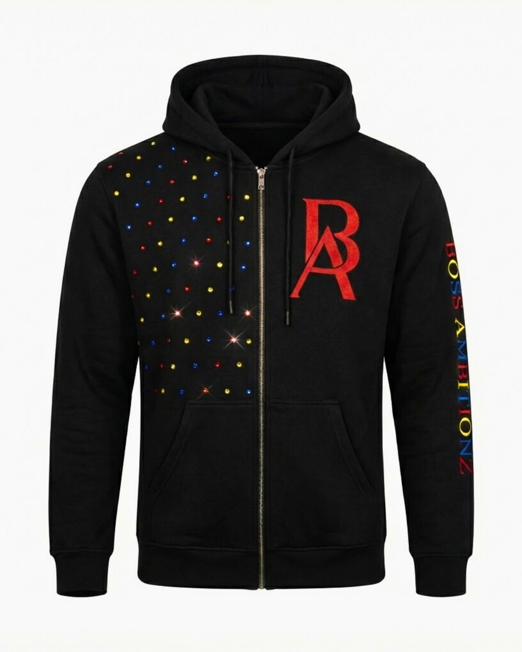 Boss Ambtionz Rustic Rhinestone Zip-Up Hoodie