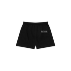 Black shorts with 'BOSS AMBITIONS' text on a white background