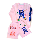 Front view of Blush Pink Legacy Luxe Ensemble by Boss Ambitionz