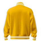 Boss Ambitionz Gold Standard Tracksuit Jacket in white with luxury BA embroidery, premium waterproof nylon fabric, and custom gold drawstrings.