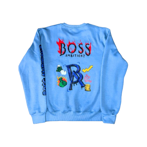 Boss Ambitionz Legacy Luxe crew neck hoodie - Blue