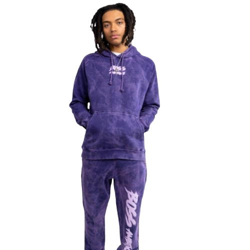 Male model showcasing Boss Ambitionz Purple Haze Joggers