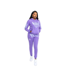 Model showcasing Boss Ambitionz Lavender Luxe Reflective Hoodie