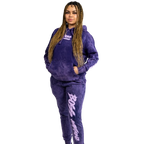 Model showcasing Boss Ambitionz Purple Haze  Hoodie