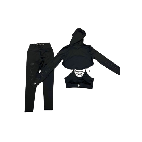 Product pic of black Boss Ambitionz Glow-Getter Reflective Exclusive: Women's 3 Piece Gym Set