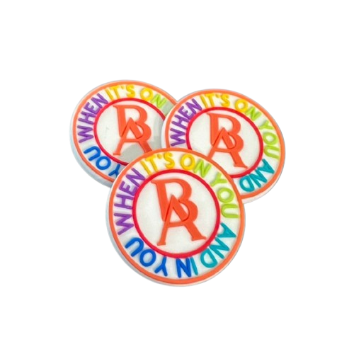 Product pic showcasing Boss Ambitionz Rainbow Signature Croc Charms 