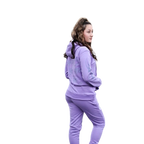 Rihanna in side pose showcasing Boss Ambitionz Lavender Luxe Reflective Joggers