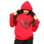 Rihanna showcasing the Red Boss Ambitionz Ambition Crown Hoodie