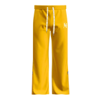 Boss Ambitionz Gold Standard Tracksuit Pants with zippered flare bottoms, hidden embroidery detail, and white-on-white silhouette piping in waterproof nylon.