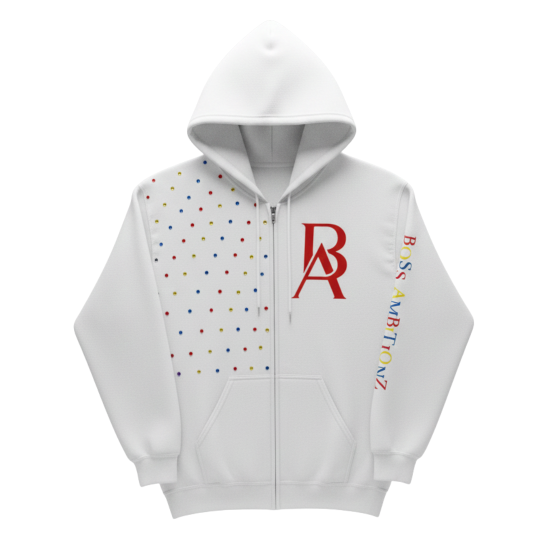 Boss Ambtionz Rustic Rhinestone Zip-Up Hoodie