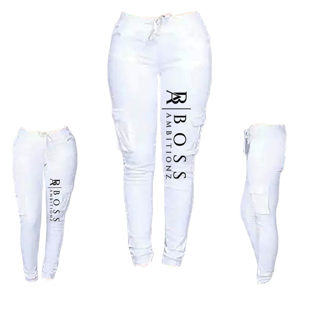 Boss Ambitionz Women's Pristine White Cargo Joggers - BossAmbitionz M / White
