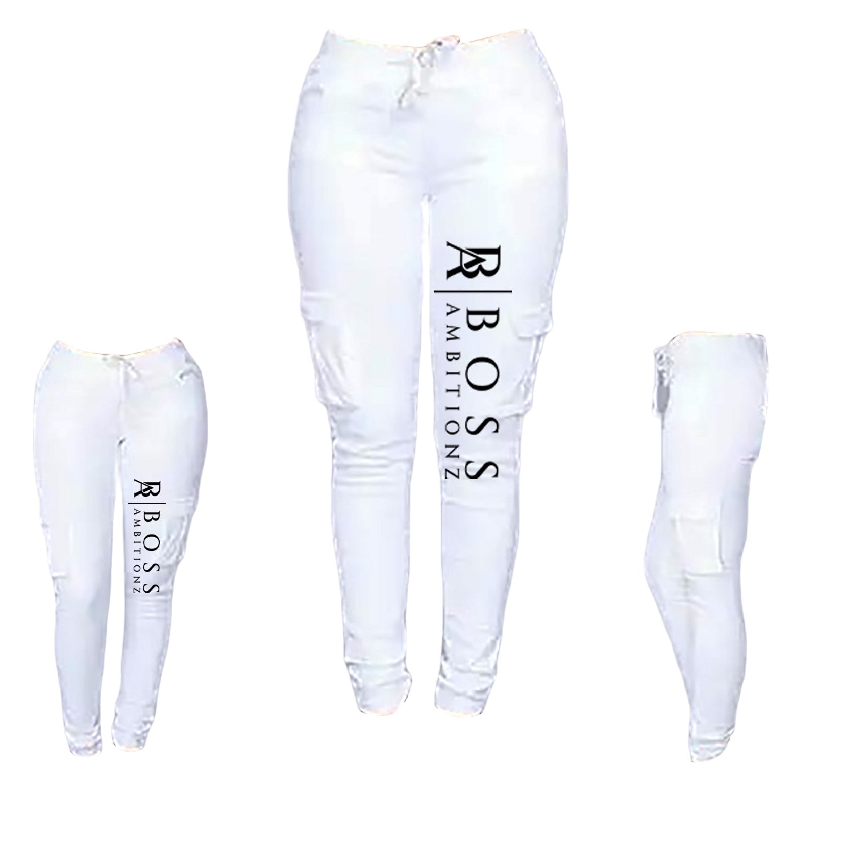 Boss Ambitionz Women's Pristine White Cargo Joggers - BossAmbitionz M / White