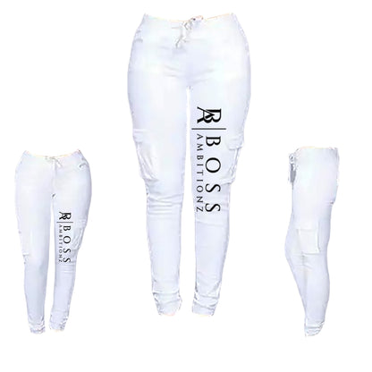 Boss Ambitionz Women's Pristine White Cargo Joggers - BossAmbitionz M / White
