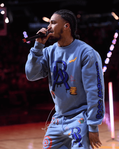 Kidd Friendly Performing live at Phoenix Suns Halftime show wearing Boss Ambitionz Legacy Luxe Ensemble. 
